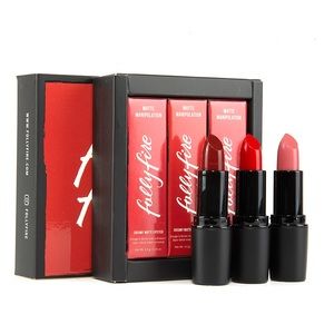 Folly Fire Creamy Matte Lipstick in Sunset Blvd, Full House & Here to Slay.